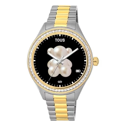 T-Shine Connect Smartwatch with steel and gold-colored IP steel wristband with white cubic zirconias - 30% Off Limited Time!