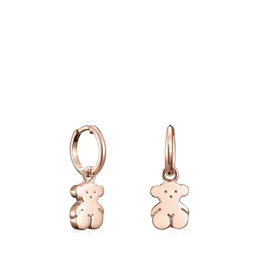 Short Rose Silver Vermeil Sweet Dolls bear Earrings - 30% Price Drop!