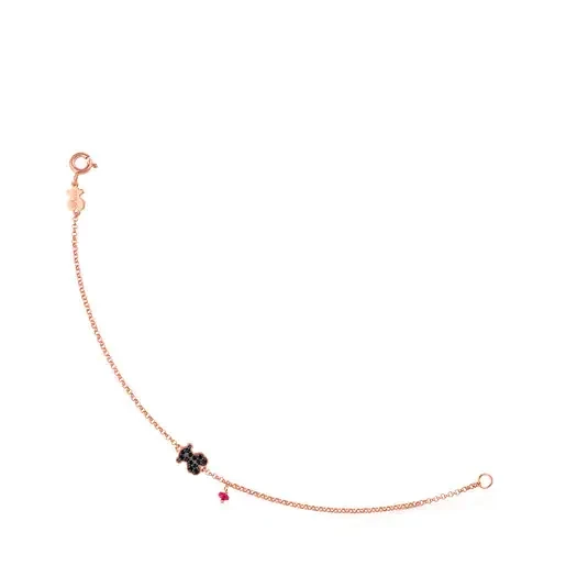 Rose Vermeil Silver TOUS Motif Bracelet with spinel and ruby Bear motif - 30% Price Drop!