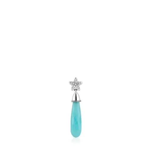 Short white-gold star Single earring with diamonds and amazonite TOUS Grain - Save 20% Today!