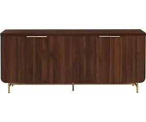 Walker Edison - Scandi 4-Door Minimalist Reeded Sideboard - Dark Walnut