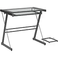 Walker Edison - 31" Modern Glass Computer Desk - Silver $34.99