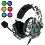 ONIKUMA K8 Gaming Headset for PS4, Gaming Headphones with Stereo Surround Sound & Noise Cancelling Mic, Lightweight Ergonomic Cool RGB Headsets for Xbox One, PS5, Nintendo Switch, PC, Mac, Mobile