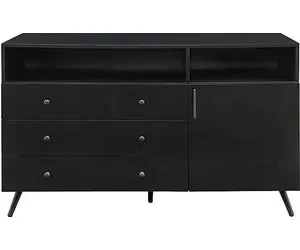 Walker Edison - Mid-Century Modern 3-Drawer Sideboard - Solid Black