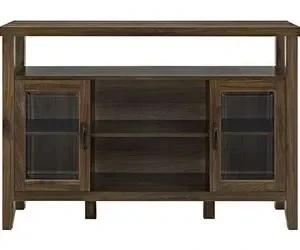 Walker Edison - Tall Storage Buffet TV Stand For Tvs Up To 55" - Dark Walnut
