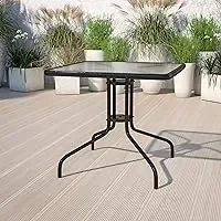 Flash Furniture Barker 31.5'' Square Tempered Glass Metal Table