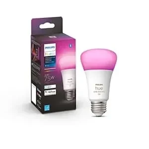 Philips Hue Smart 75W A19 LED Bulb - White and Color Ambiance Color-Changing Light - 1 Pack - 1100LM - E26 - Indoor - Control with Hue App - Works with Alexa, Google Assistant and Apple Homekit