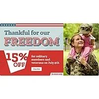 Military Discount 15% off July 4th instore at Tractor Supply
