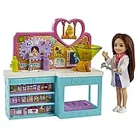 Barbie Doll Chelsea Vet Playset Including Doll, 4 Animals & 18 Accessories