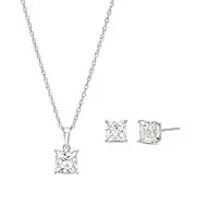 Zales Up to 40% Off: Princess-Cut White Lab-Created Sapphire Solitaire Pendant and Stud Earrings Set in Sterling Silver $29.99 & More + Free S/H on $199+