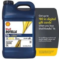 Shell Rotella T6 15W40 or 5W40 Full Synthetic Engine Oil 2.5 Gallons (10 Quarts) After $25 Rebate $34.99