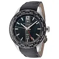 46mm Hamilton Men's Broadway Automatic GMT Watch (Black Leather Strap)